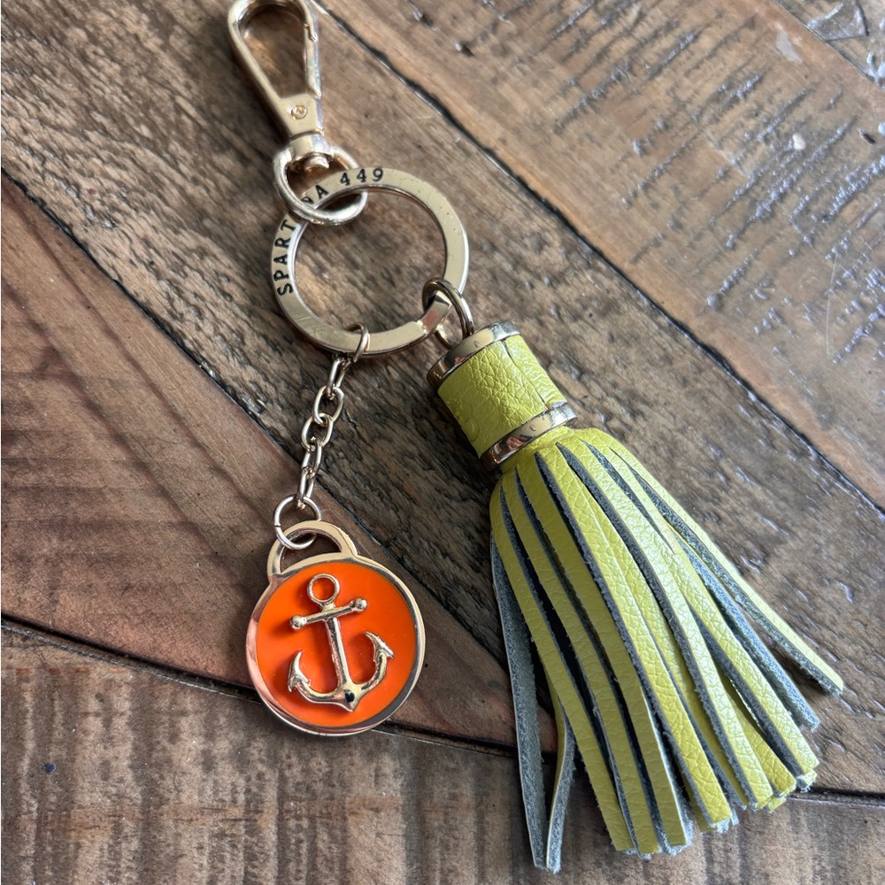 Spartina 449 Orange and Yellow Anchor Nautical  Keychain with Tassel